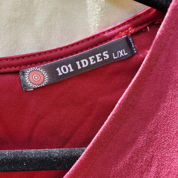 Suede Floral & Rhinestone Decorated Tunic - Picture 2 of 5